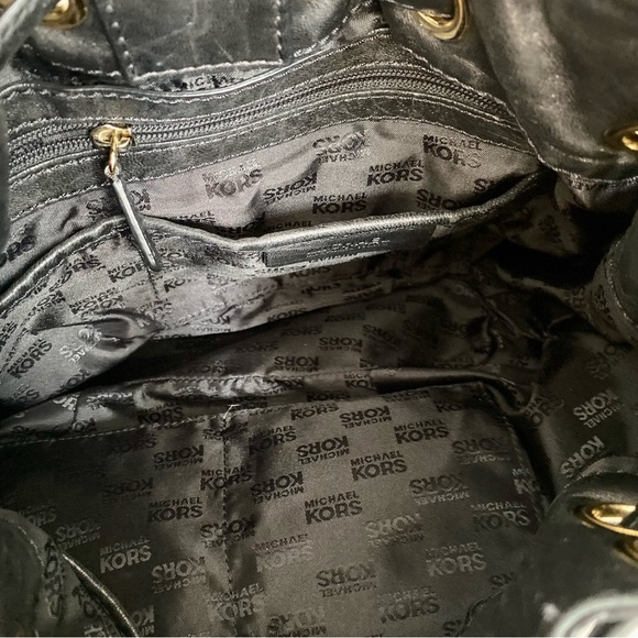 Michael Kors Black Soft Leather, Gold Hardware Shoulder Bag - Picture 7 of 14